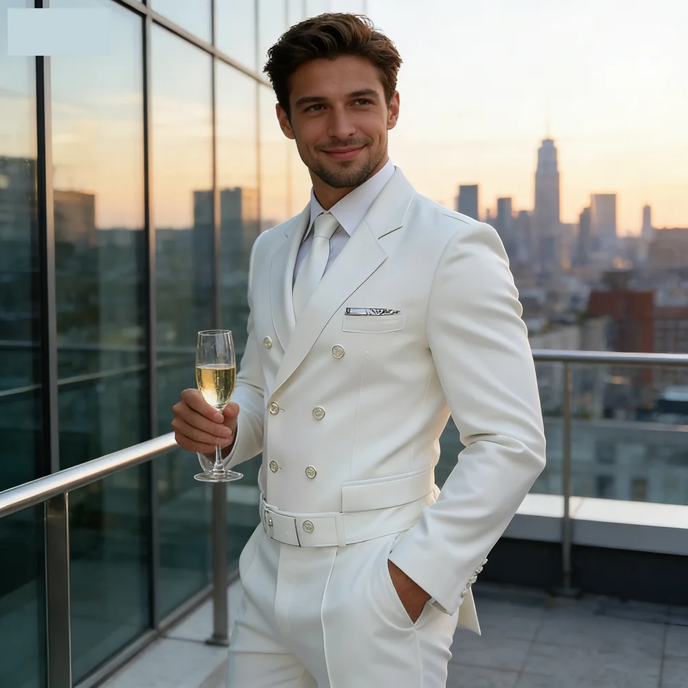 Casual Tailored Men's Jacket and Pants Set, Safari Collar, Orange Ternos, Designer Business, Autumn, 2 Pcs