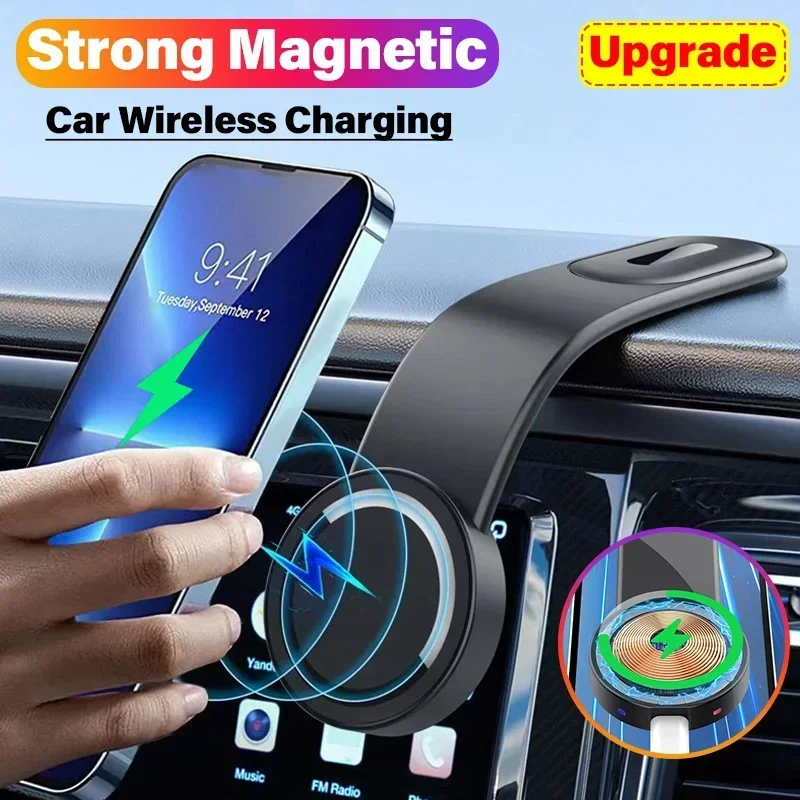 Magnetic Car Wireless Charger Fast Charging Car Phone Holder Center Control Screen Dashboard for iPhone 15 14 13 Samsung Xiaomi