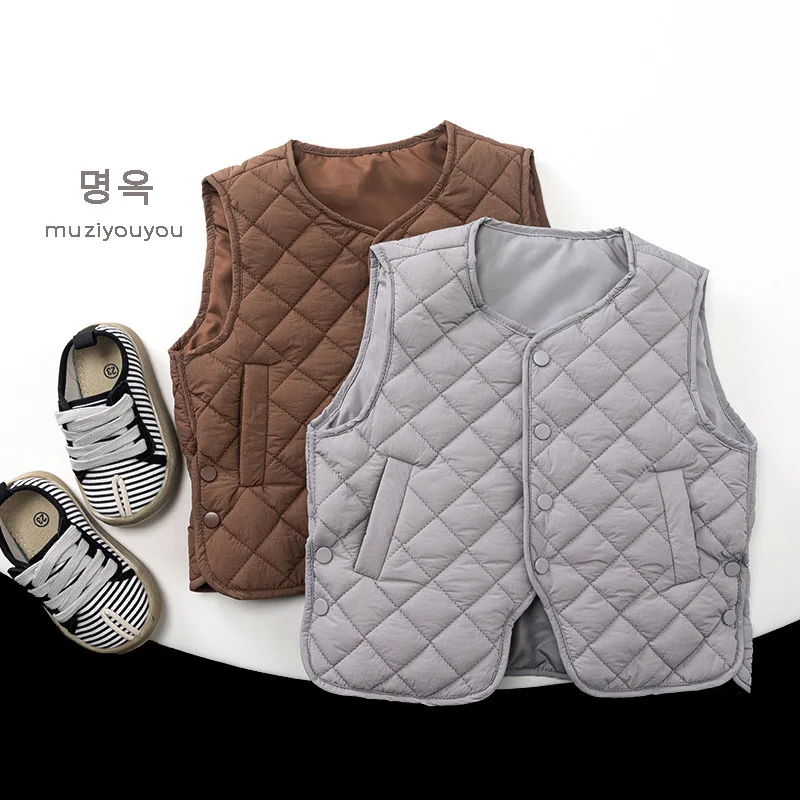 Winter Kids Boys Waistcoat Cotton Padded Sleeveless Children Boys Sleeveless Jackets Korean Thick Warm Little Baby Boy Outerwear
