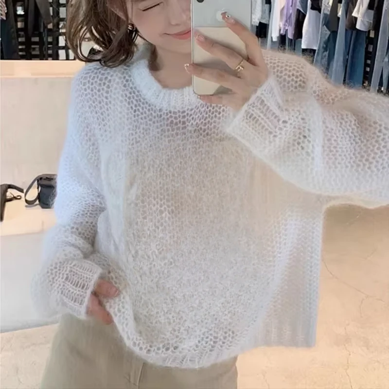 Luxury Knit Sweater Spring Autumn Lazy Hollow Out Letter Tops Women Clothing Trend Pullovers Streetwear Design Jumper Knitwear
