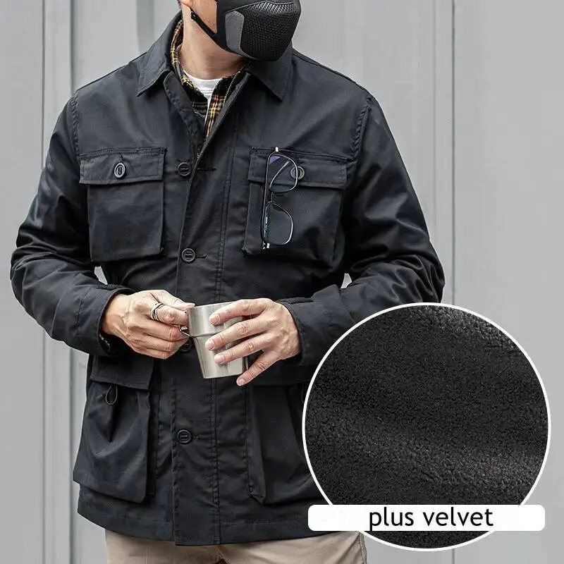 Autumn Winter Tactical Field Men US Military Camo Windbreaker Coat Multi Pocket Outdoor Windproof Warm Fleece Jacket Male