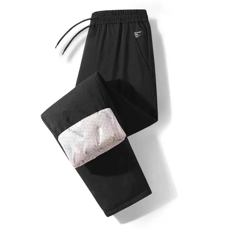 Autumn and Winter Fashion Solid Color Thickened Warm Straight Leg Down Jacket Pants Men's Casual Loose Sports Plus Size Trousers