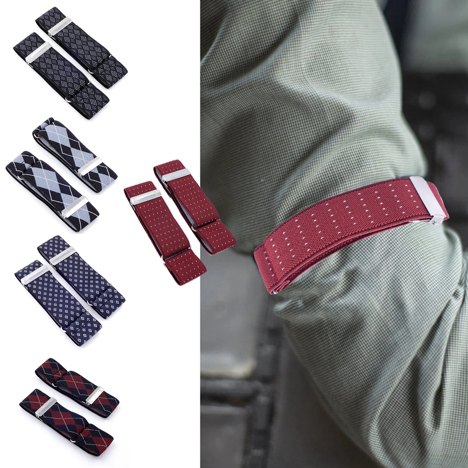 Men Business Elastic Adjustable Shirt Sleeve Garter Strap Arm Band Sleeve Bracelet Anti-Slip Cuff Holder Armband