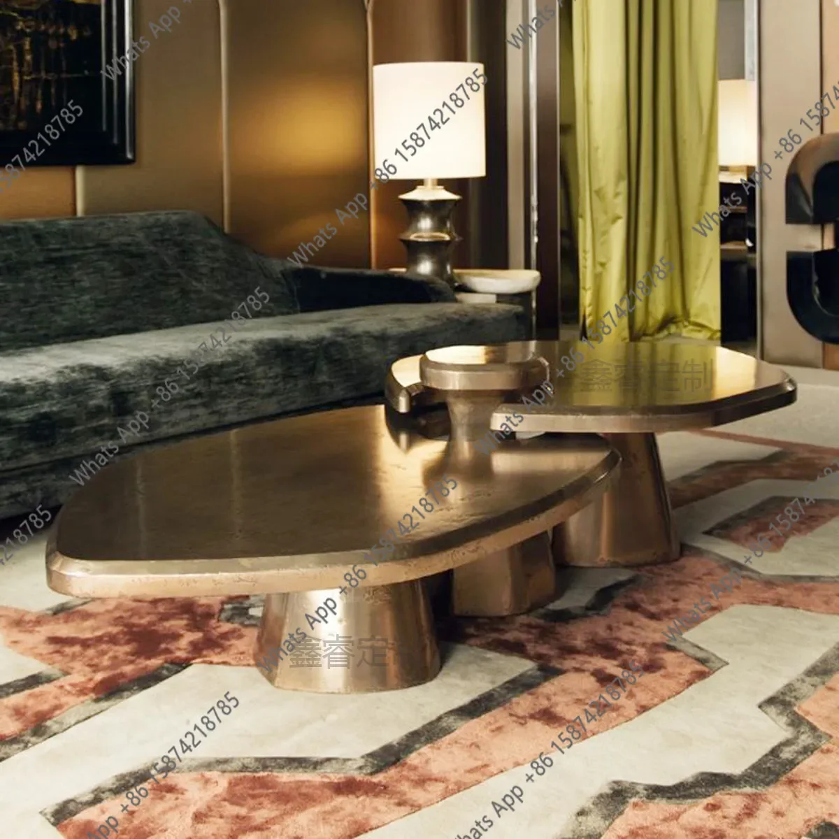 B New stainless steel old light luxury modern special-shaped living room creative designer coffee table small apartment home