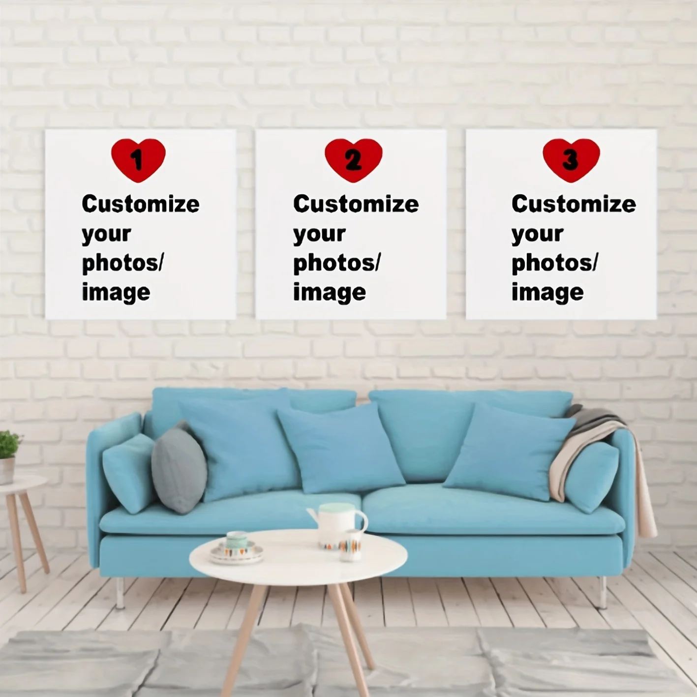 3pcs/set Custom Square Canvas Poster Personalized Couple Family Pet Music Album Wall Art Prints for Valentine's Day Home Decor