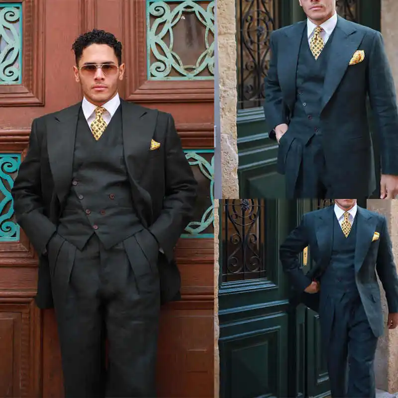 Fashion Wedding Men Suit Winter Business Suits Tailor-Made 3 Pieces Coat Vest Pants Party Singer Groom Tuxedo Size Customized