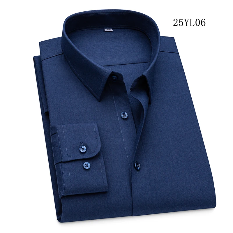 Solid Fashion Casual Men's Top Business Cashmere Long-Sleeve Shirt Trendy Comfortable Collared Wrinkle-Resistant Shirt Simple