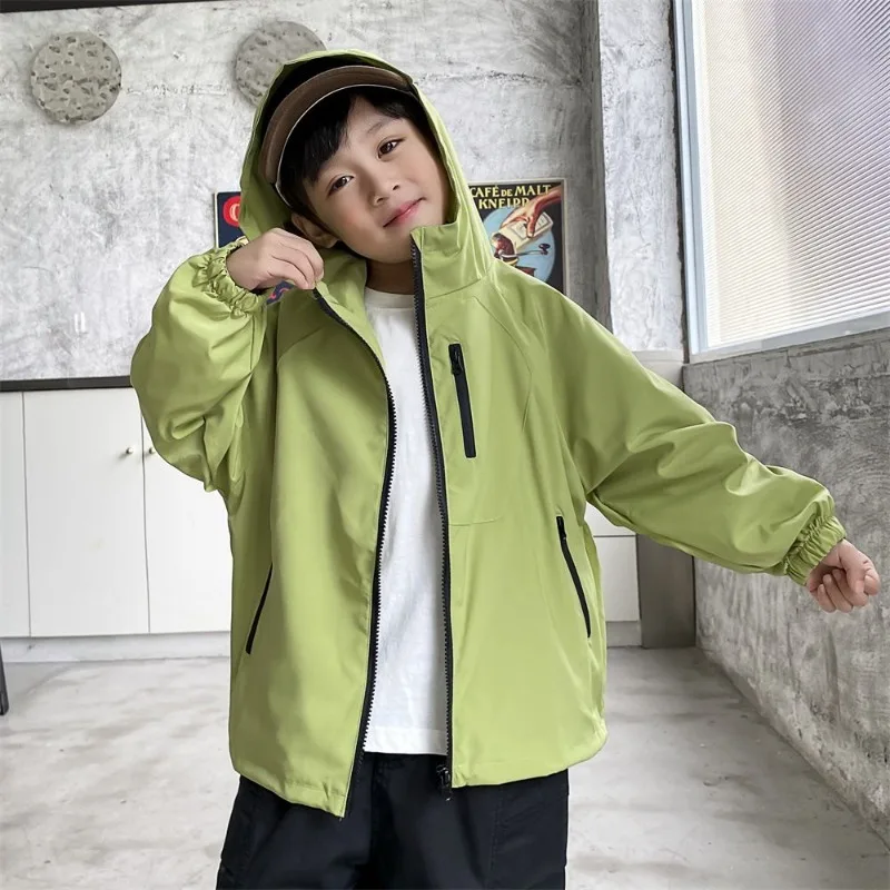 2025 New Kids Outdoor Jacket Unisex Sporty Design Spring Autumn Wear Trendy Waterproof Windproof Jacket for Boys Girls Ages 8-14