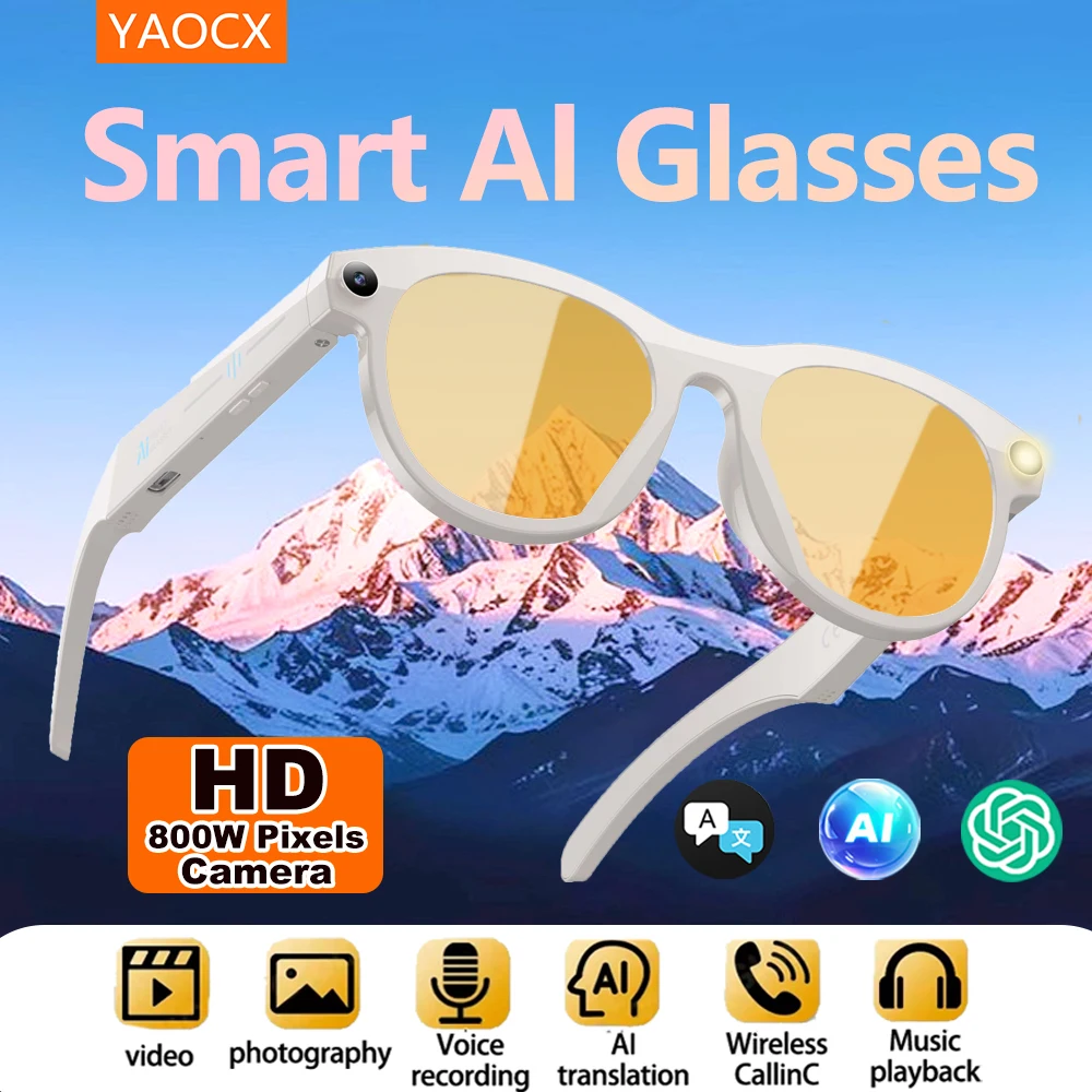 YAOCX Fashion sports AI smart glasses, high-definition photography, video translation, Bluetooth listening, music making, phone