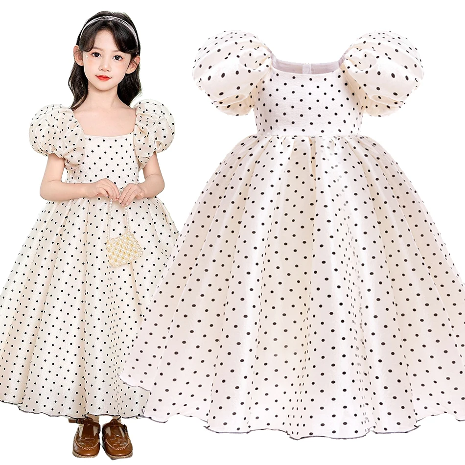 Girls Polka Dot Princess Dress Kids Birthday Gift Carnival Formal Elegant Gown Holiday Party Fantasy Outfit Children Fancy Frock