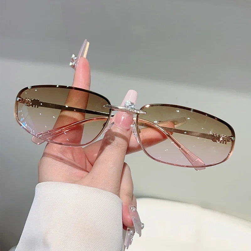 KAMMPT Rimless Sunglasses Women 2025 New in Stylish Outdoor Decor Shades Women Trendy Luxury Brand Designer Mirror Sun Glasses