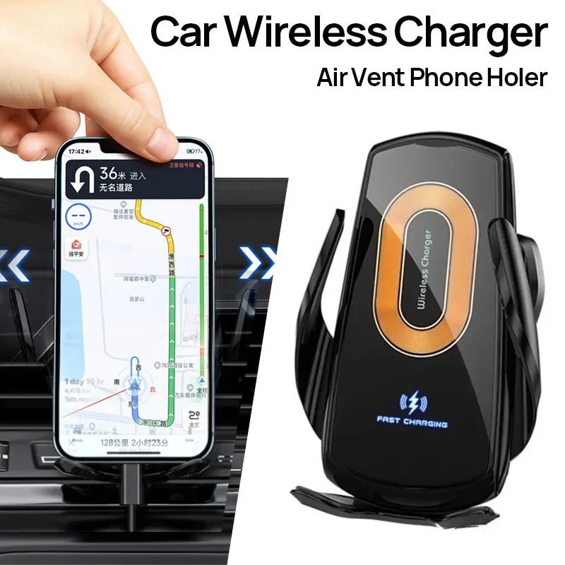 15W Wireless Car Charger Air Vent Phone Holder Stand For iPhone 17 16 15 14 13 12 Pro Max Samsung Xiaomi Fast Charging Station