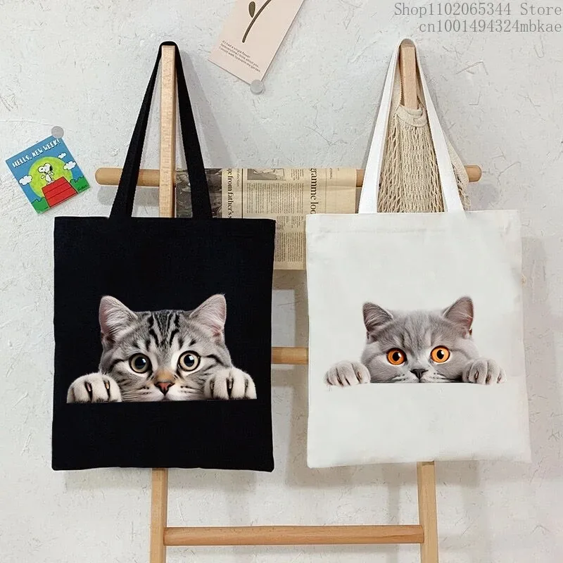 3D Animal Cat Design Women's Handbags Fashion Kitten Series Casual Canvas Shopping Bags Y2K Anime Student Fashion Shoulder Bag