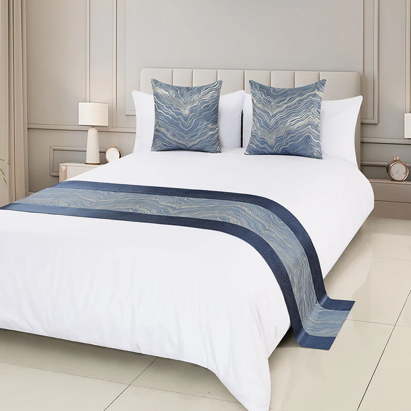 Homestay Hotel Bed Flag Hotel Bed Tail Cover Modern Light Luxury Bedroom Solid-color Throw Pillow Bed Tail Pad Bed Decoration