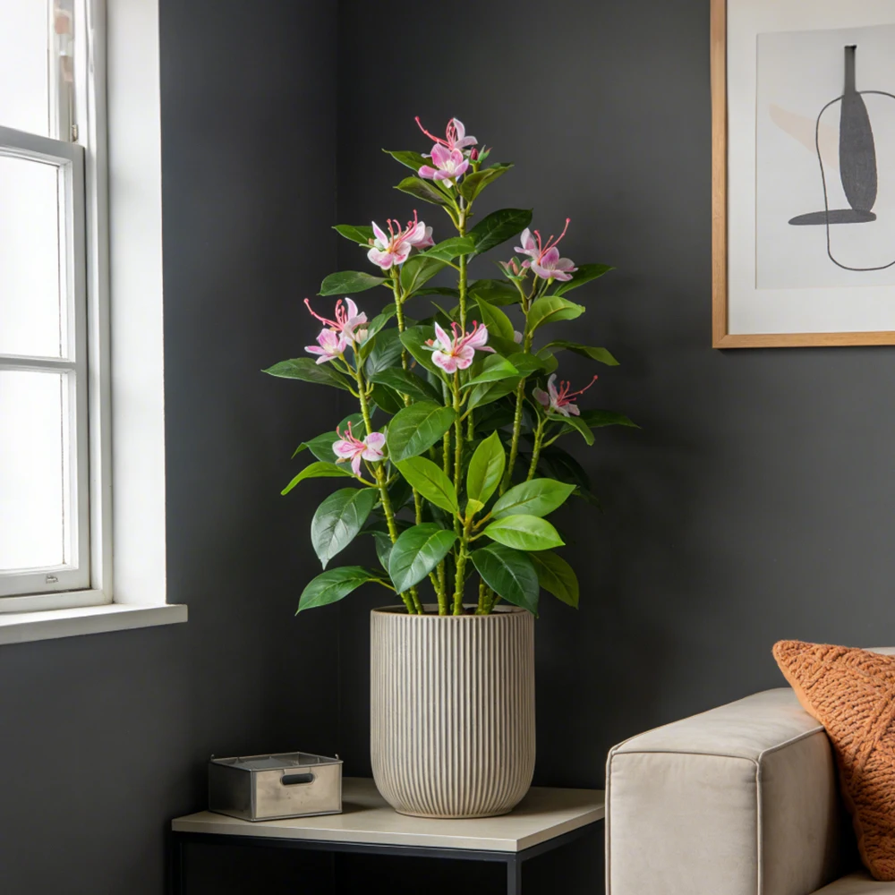 21-40cm Artificial Azalea Flowers Fake Ficus Tree Faux Magnolia Plants Branch Tropical Plastic Banyan Leaf For Home Office Decor