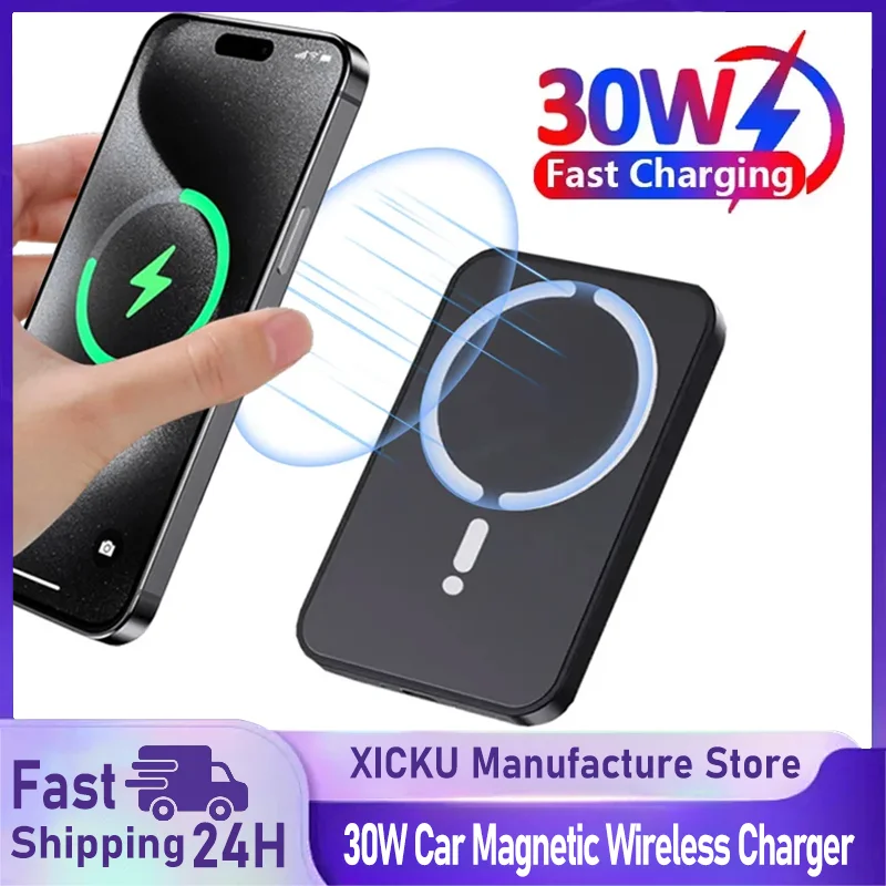 30W Magnetic Car Wireless Charger Air Vent GPS Phone Holder Stand For Magsafe iPhone 16 15 14 13 12 Pro Max Cell Fast Charging