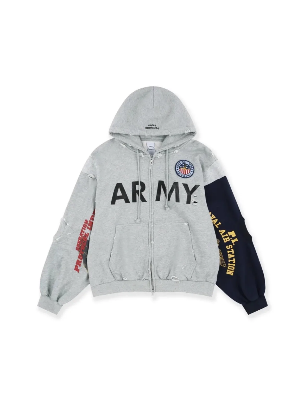 New luxury ARMY Y Project Protocol Index Pullover Hoodies Hoody hooded Sweatshirts velvet Cotton Drake Thick Fleece Street #E130