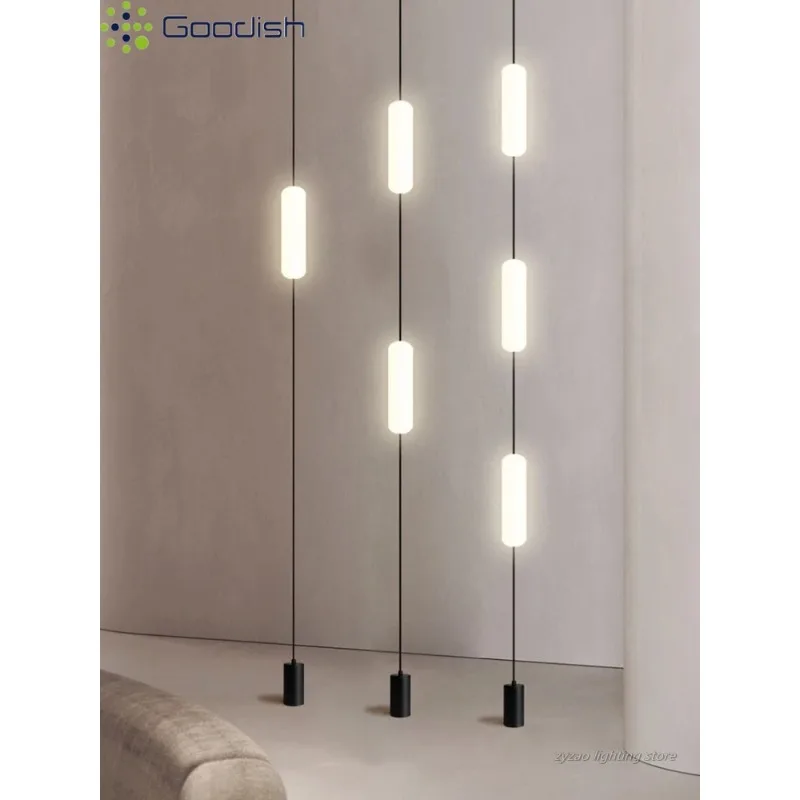 Modern Luxury Nordic LED Floor Lamps Acrylic Long Line Mirror Creative Plain Dyed Lights for Bedroom Home Decoration Chandelier