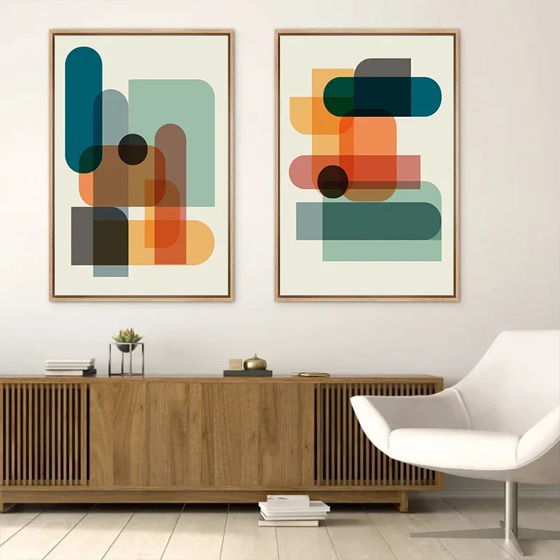 Abstract Colorful Geometric Fun Set of Colorful Prints Canvas Painting Wall Art Poster Picture for Modern Living Room Home Decor