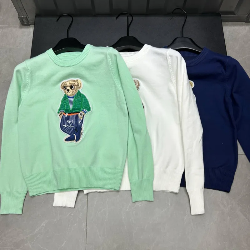 High Quality European Style Luxury Brand Loose Bear Pullover Tops Knitwear Woman Fashion Casual T-shirt Ladies Knitted Sweater