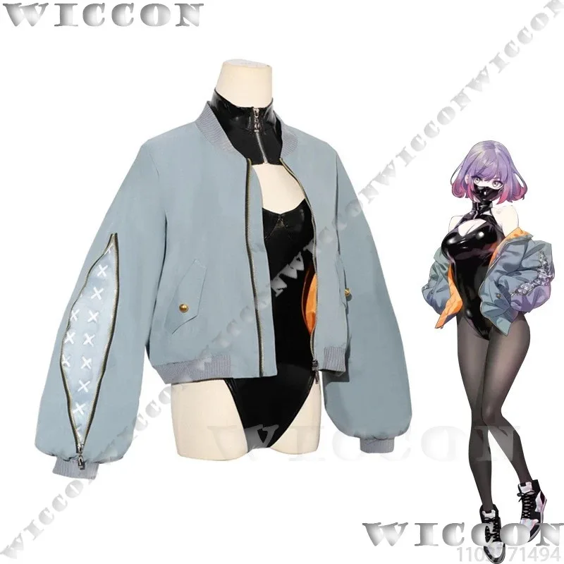 Luna Astrum Design Anime Cosplay Costume Wig Black PU Leathern Jumpsuit Coat Socks Mask Sexy Girl Women Holloween Customizeds;3,