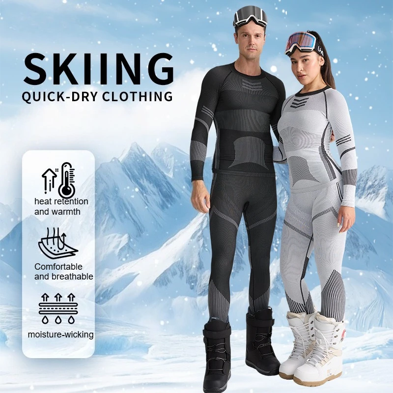 Ski Base Layer Set Men Women Thermal Quick Dry Moisture Wicking Compression Wear Winter Sports Outdoor Underwear Tops Bottoms