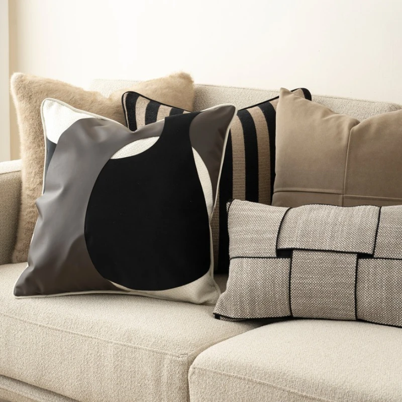 30X50/45X45/48X48CM Black Coffee Throw Pillow Cover Modern Light Luxury Waist Cushion Cover Decor Home Decorative Pillowcase