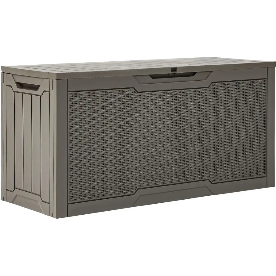 80 Gallon Outdoor Storage Box, Large Water Resistant Resin Deck Box, Indoor Outdoor Lockable Rattan Storage Container for Patio,