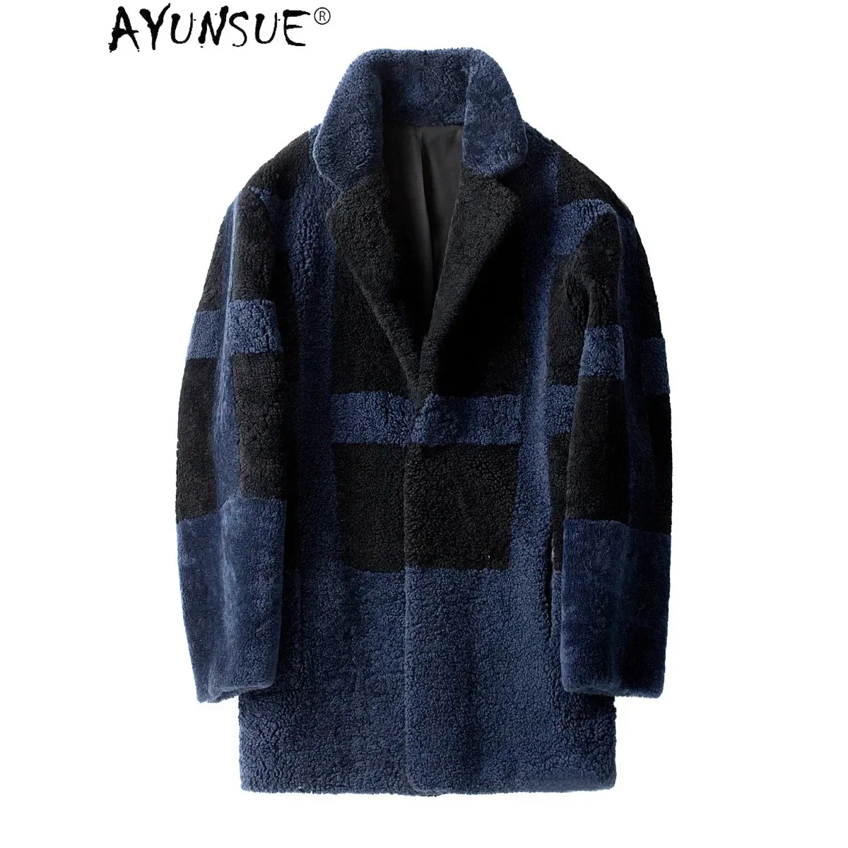 AYUNSUE 2025 Men's Clothing Winter Jacket Men Fur Coat 100% Sheep Shearling Mens Jackets Korean Warm Parkas Ropa Hombre LXR557