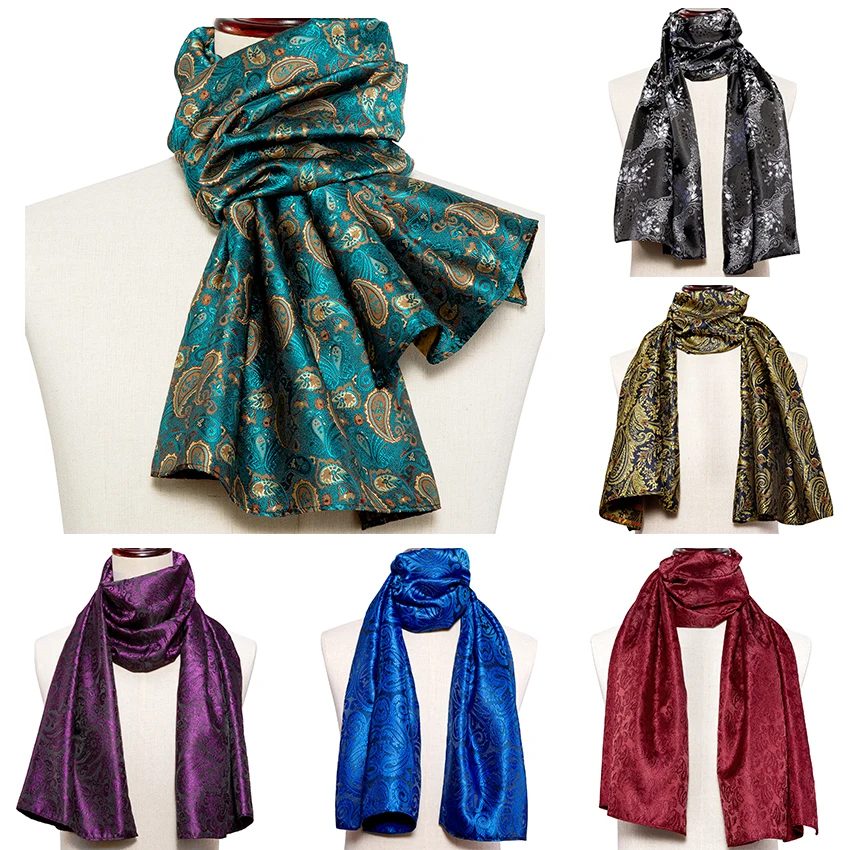 New Fashion Men Scarf Green Jacquard Paisley Silk Scarf Autumn Winter Casual Business Suit Shirt Scarf 160*50cm Barry.Wang