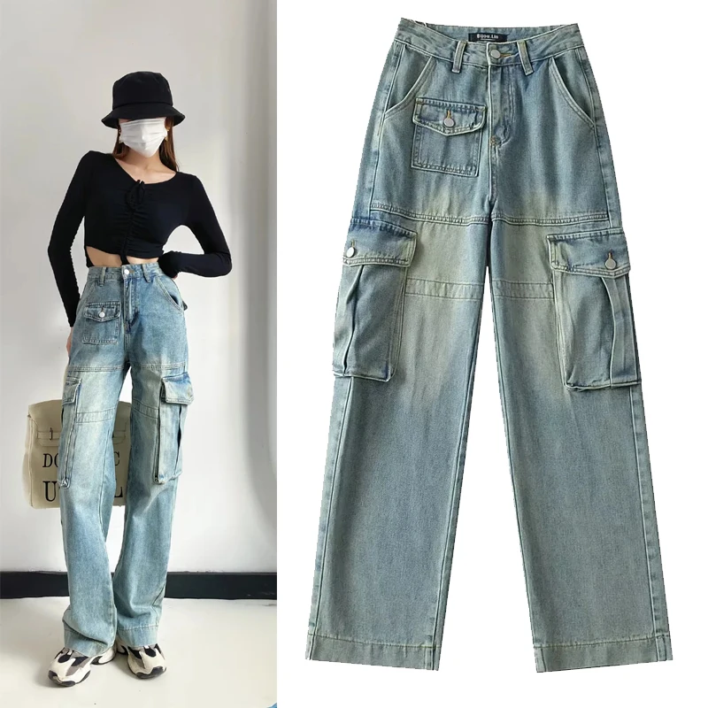 Faionable Retro Workwear Denim Jeans for Women Versatile Sle WMDR Spring 2023 Ladies Premium Quali Denim Pants