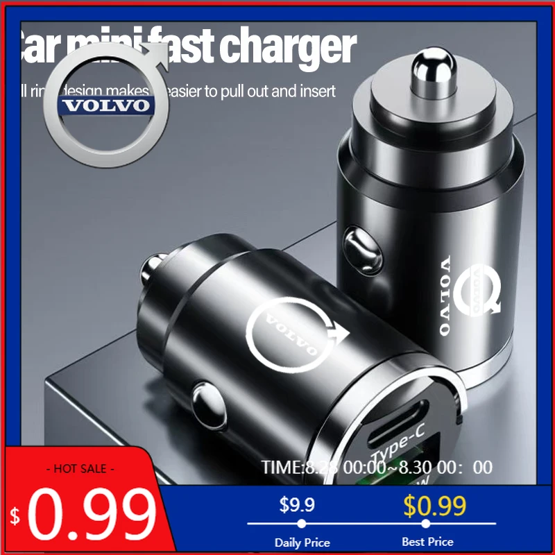 2026 Hot For Volvo Steering Covers Car Charger USB Type-C Phone Hidden Fast Charging Convert Plug For Volvo Rdesign V60 V40 XC90