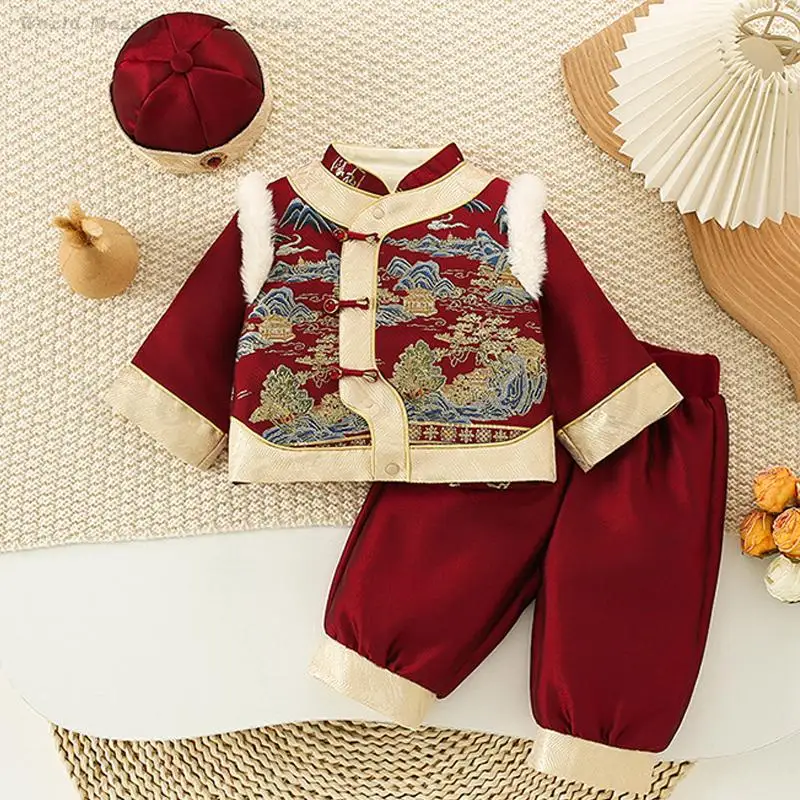 Baby Kids Festival New Year's Clothing Winter Thicken Tang Suit Traditional Chinese One-Year-Old Costume Hanfu Oriental Costumes