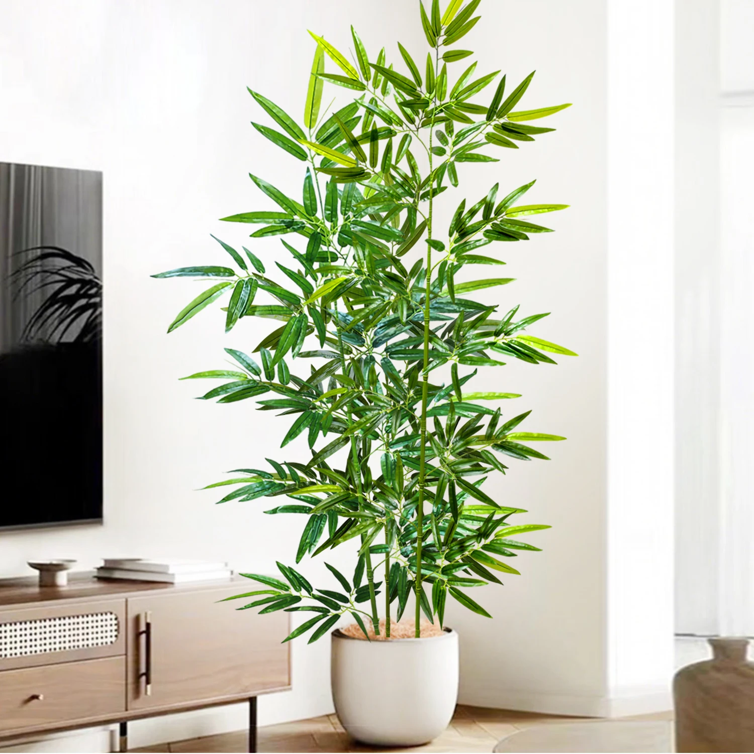 120-240cm/94.4in Artificial Green Bamboo Leaves, Fake Branch Plants, Suitable for Home, Hotel, Commercial Office Decoration