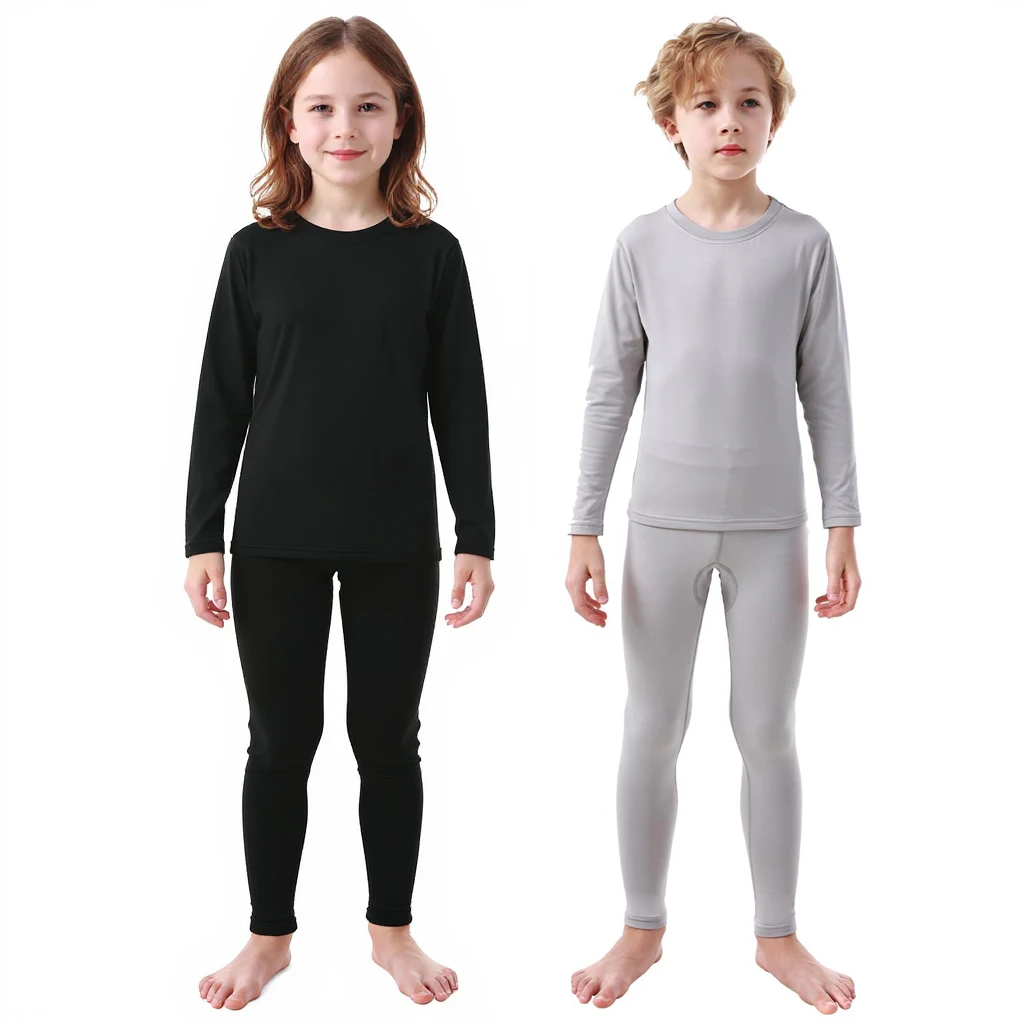 1 Set Thermal Underwear Children Long-sleeved Thermal Underwer Male Round Neck Fashion T-shirt Child Warm Tops And Long Pants