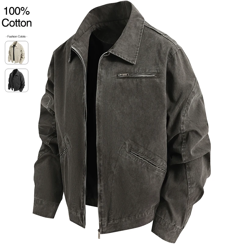 Oversize Loose Men's Denim Jacket Autumn 100% Cotton High Quality Casual Coats Fashion Hip-Hop Rock Streetwear Comfort Outerwear