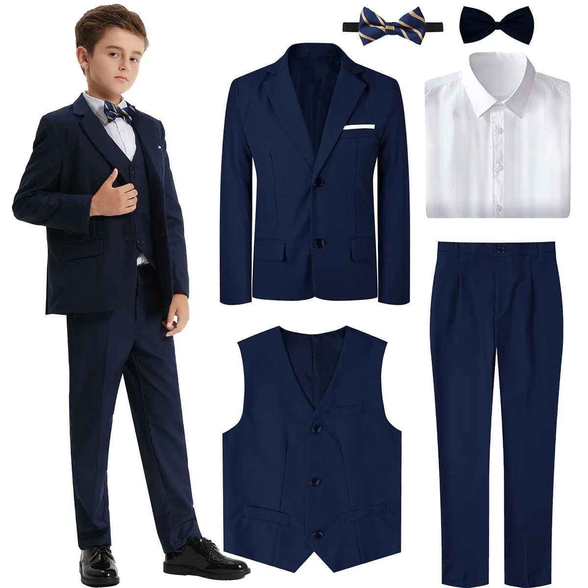 Kids Suit for Boys Wedding Blazer Teenager Easter Formal Outfit Birthday Party Gift School Performance Halloween Chritmas Tuxedo